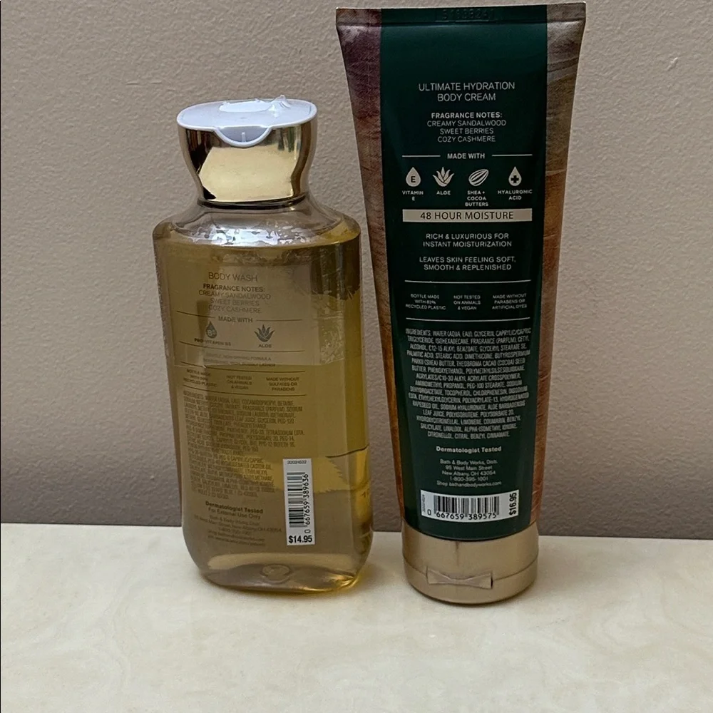NIB Bath and Body Works Full Size Sunrise Woods Shower Gel and Body Cream Set